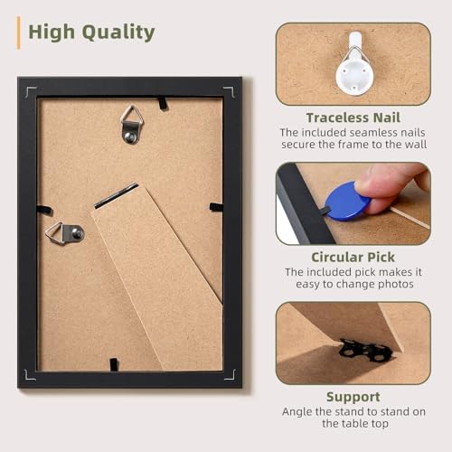 HappyHapi 4x6 Picture Frame Set of 10 Black