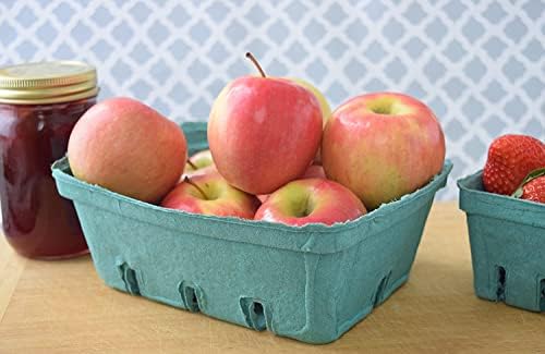 25 Pack Green Molded Pulp Berry Produce 15 Quart Baskets - Large Berry Basket