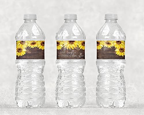 Main Event Prints Sunflower Wedding Bottle Wraps - 25 Rustic Labels