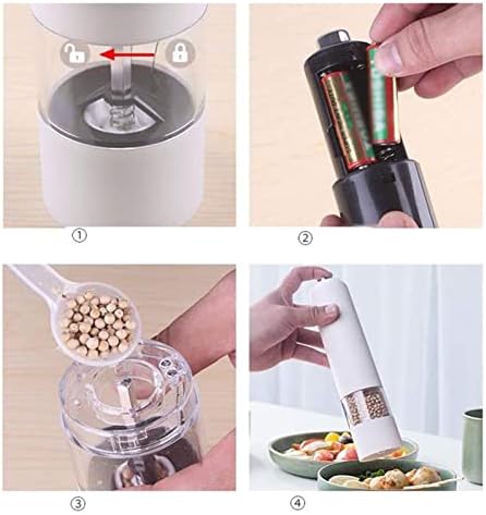 Refillable Spice Mill Salt and Pepper Shaker Set with LED Light