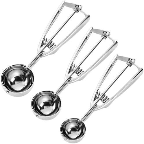 Cookie Scoop Set of 3 Silver Large Medium Small