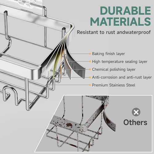 Veken Rustproof Waterproof Shower Caddy 6-Pack Set Silver