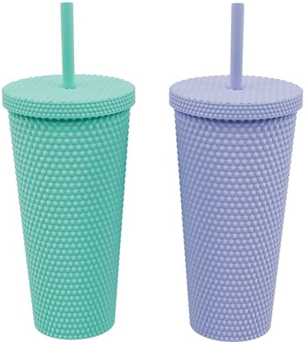 Copco 22oz Studded Insulated Tumblers with Straw and Lid Set of 2