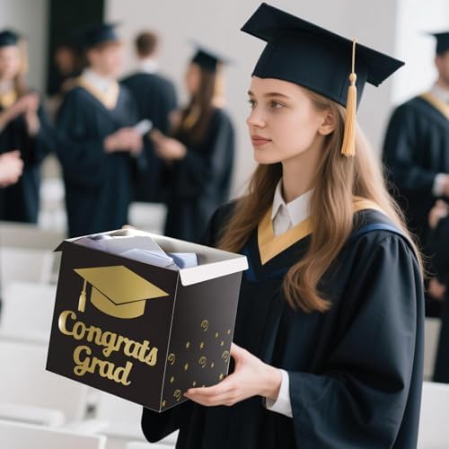 Graduation Card Box Holder Black Foldable
