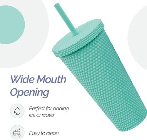 Copco 22oz Studded Insulated Tumblers with Straw and Lid Set of 2