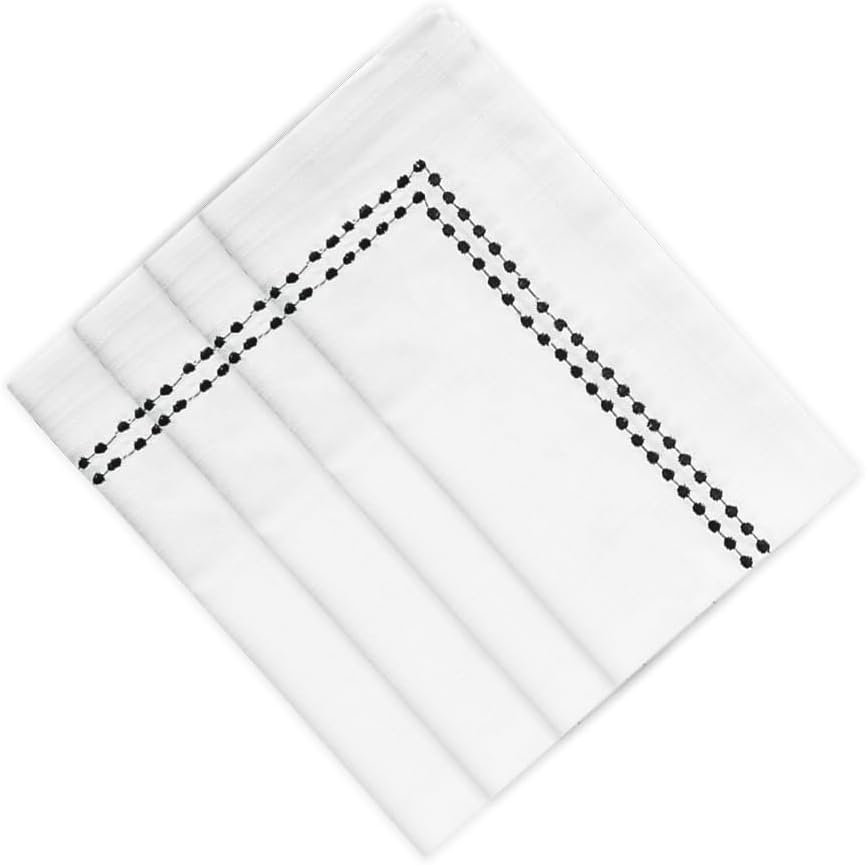 Black and White Cotton Napkins Set of 4