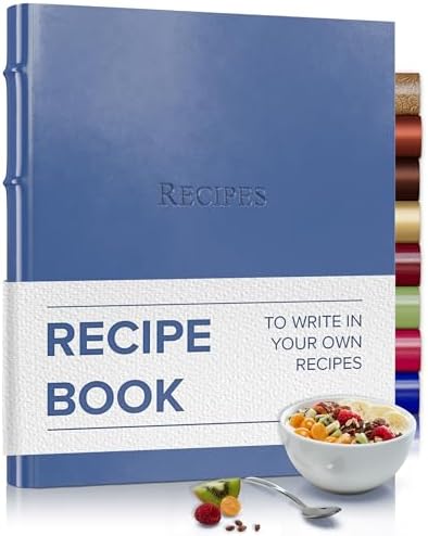 Gallery Leather Recipe Holder - 3 Ring Binder With Sleeves and 25 Pages