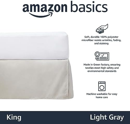 Amazon Basics Lightweight Pleated King Bed Skirt