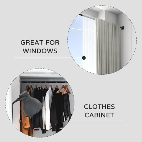 Adjustable Black Shower Curtain Rod No Drill 31-79 Inches
