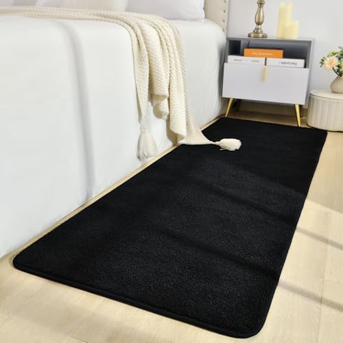 Soft Runner Rugs for Bedroom 2x6 Black Non Slip