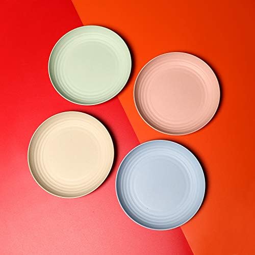 WANBY Lightweight Wheat Straw Plates Unbreakable Dinnerware Set 8 Pack