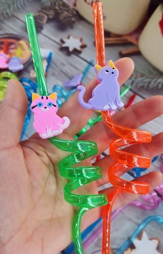 20 Cats Reusable Plastic Straws for School Events