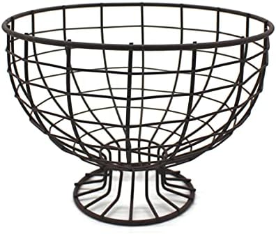 CVHOMEDECO Metal Wire Round Egg Basket with Pedestal