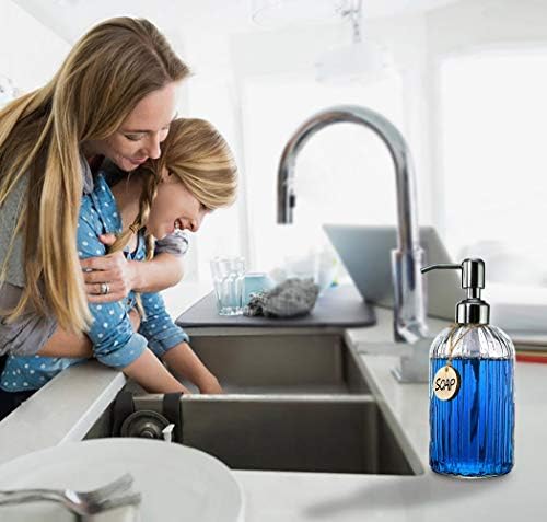 JASAI 18 Oz Clear Glass Soap Dispenser with Stainless Steel Pump