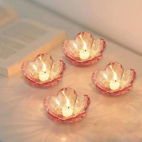 Elegant Cherry Blossom Glass Candle Holder Set of 6