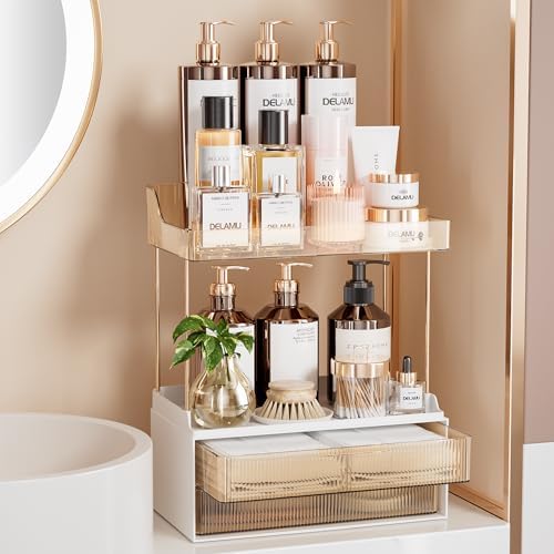 Delamu 2-Tier Makeup Organizer for Bathroom Storage