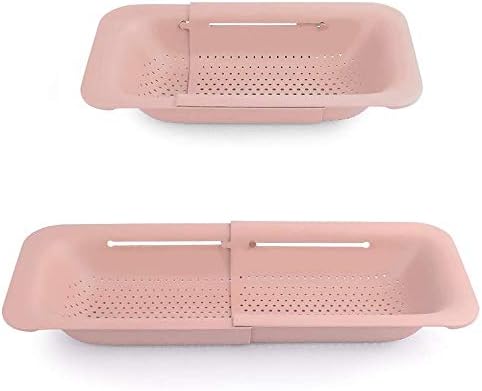 Extendable Colander with Pink Design for Pasta and Vegetables