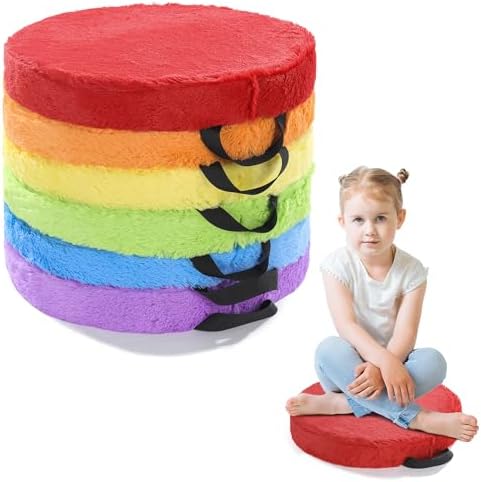 HOMBYS 6-Piece Furry Floor Cushion Set for Kids