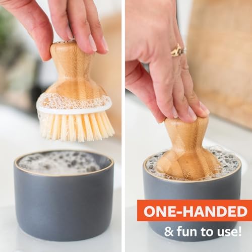 Full Circle Bubble Up Brush with Dispenser Gray