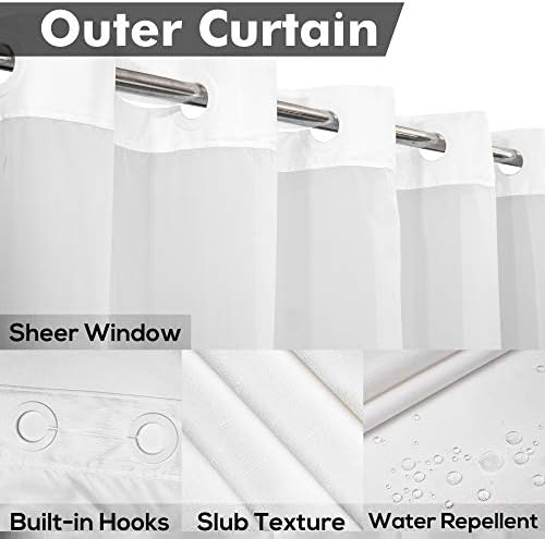 River Dream No Hook Shower Curtain Set - 71x74 White