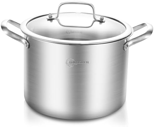 LOLYKITCH Tri-Ply 8 Quarts Stock Pot with Lid