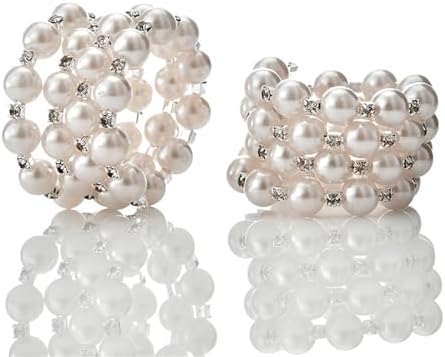 Pearl Napkin Rings Set of 6 for Farmhouse and Events