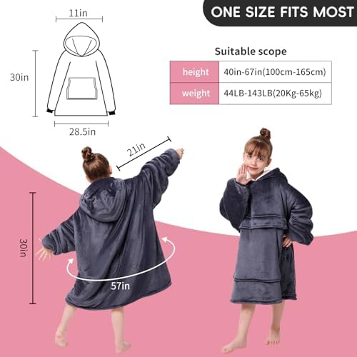 Yescool Wearable Blanket Hoodie for Kids