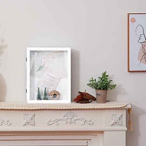 Muzilife 11x14 Shadow Box Frame - White Deep Wood Glass Display Case
