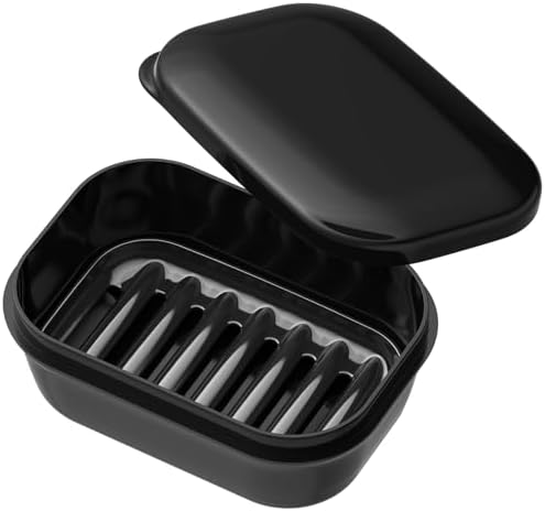 Quatish Leakproof Soap Dish with Lid and Draining Layer
