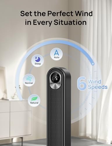 Dreo Tower Fan 42 Inch Bladeless Quiet 6 Speeds