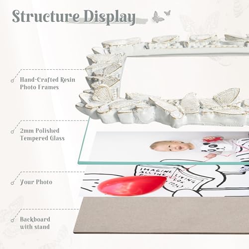 Axeman 4x6 Picture Frame with Tempered Glass and Butterfly Resin