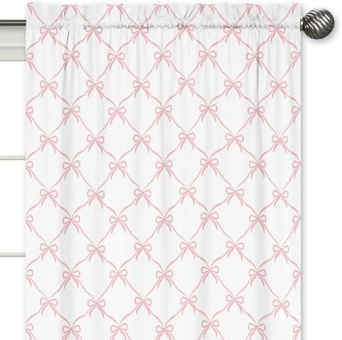 Sweet Jojo Designs 2 Panel Window Curtains 84in Pink Bows