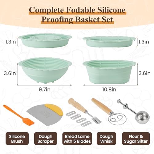 Neddie Upgraded Silicone Banneton Proofing Basket Set of 2