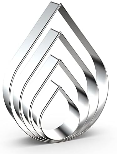 Teardrop Cookie Cutter Set - 5 4 3 2 Inches Stainless Steel