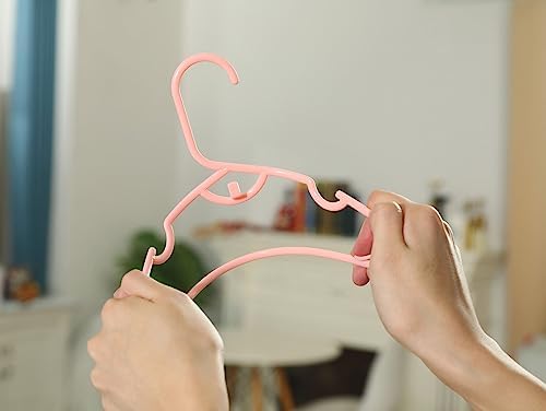 Stackable Kids Hangers 100 Pink Pieces Non-Slip Shoulder Grooves