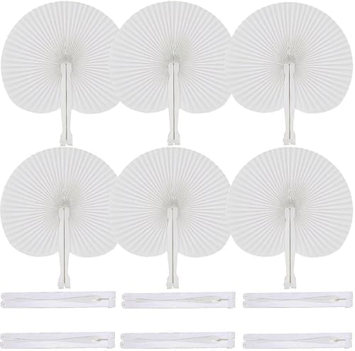 60 Pack White Folding Wedding Fans for Party Decorations