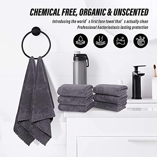 MOONQUEEN 6 Pack Hand Towels Gray 16x28 Inches