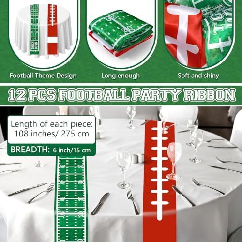 12 Pcs Football Themed Table Runners for Game Day Parties