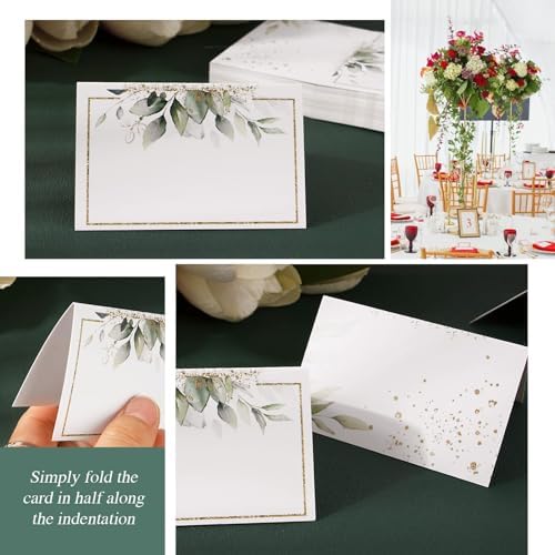 50pcs Green Gold Place Cards for Wedding Baby Shower Birthday Party