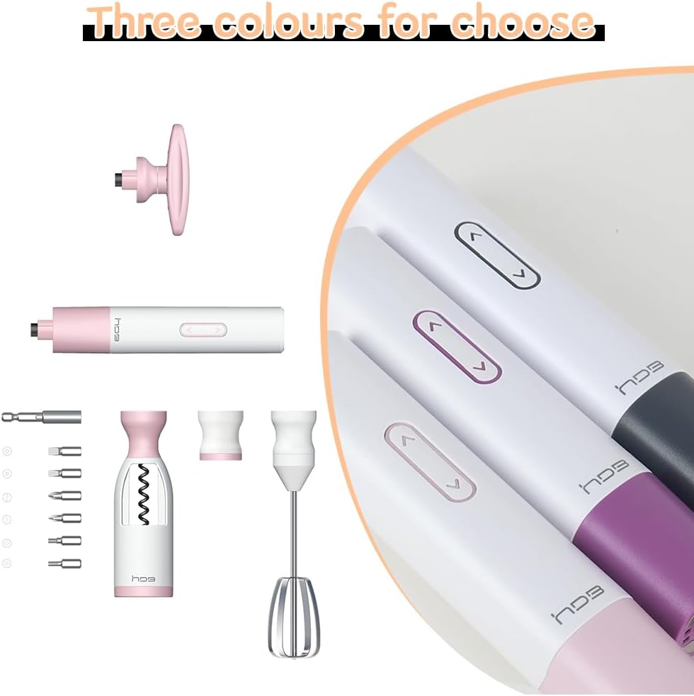 6 in 1 Electric Wine Opener with Screwdriver Frother and Flashlight Pink