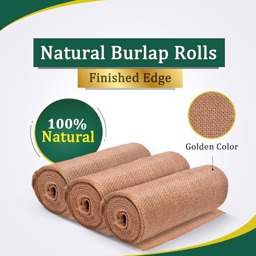 FIBEUSION Burlap Table Runner 6 x 30ft No-Fray Edge