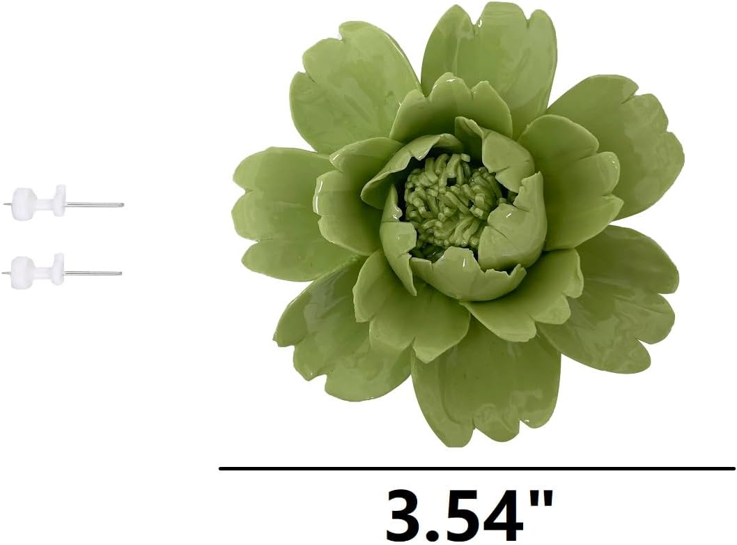 AMERRY Peony 3D Ceramic Wall Art Flower Sculpture
