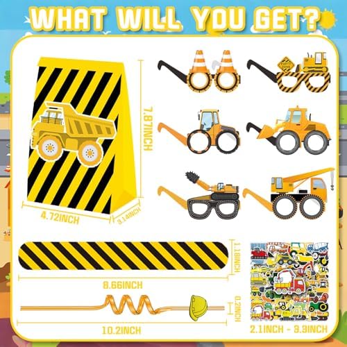 QICI 98pcs Construction Party Favors Supplies