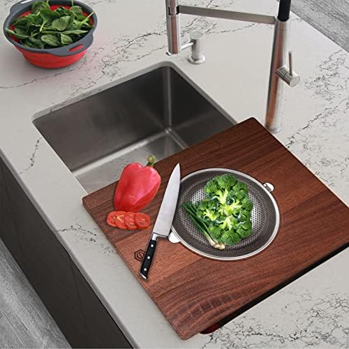 Strictly Sinks Wooden Cutting Board and Strainer Combo
