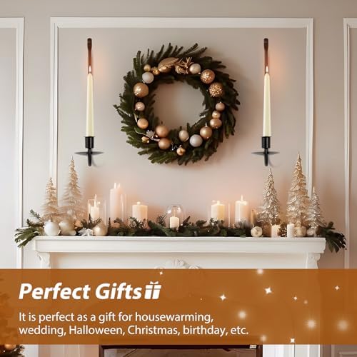 XAROO Candle Sconces Set of 2 Black Wall Mount