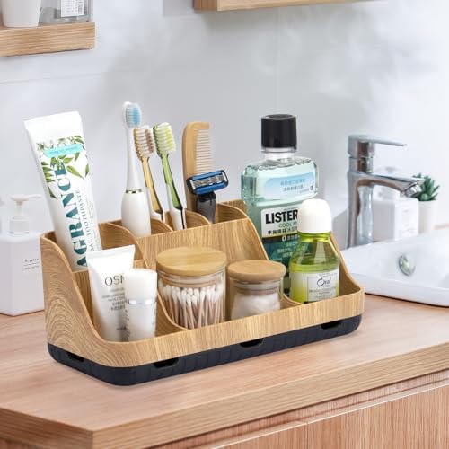 GFWARE 7 Slot Wood Toothbrush Holder Organizer