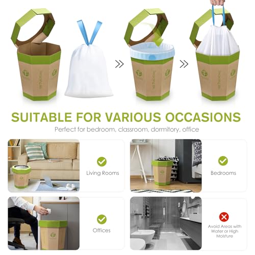 QIMATOP 5 Pack Cardboard Trash Cans 3 Gallon Reusable Foldable