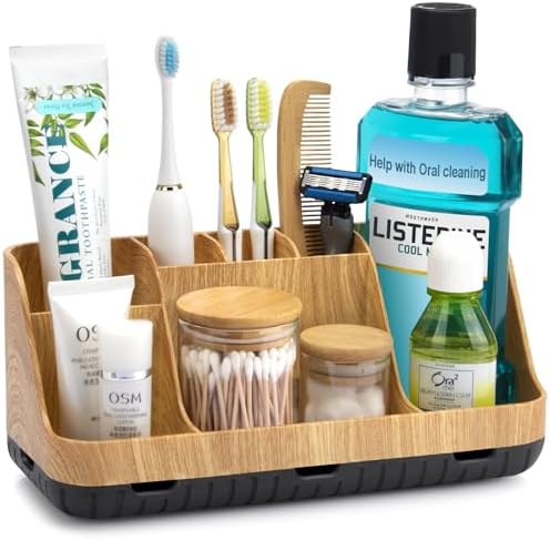 GFWARE 7 Slot Wood Toothbrush Holder Organizer