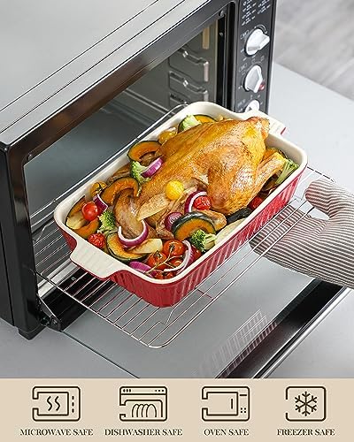 MALACASA Porcelain Bakeware Set of 4 Red Sizes