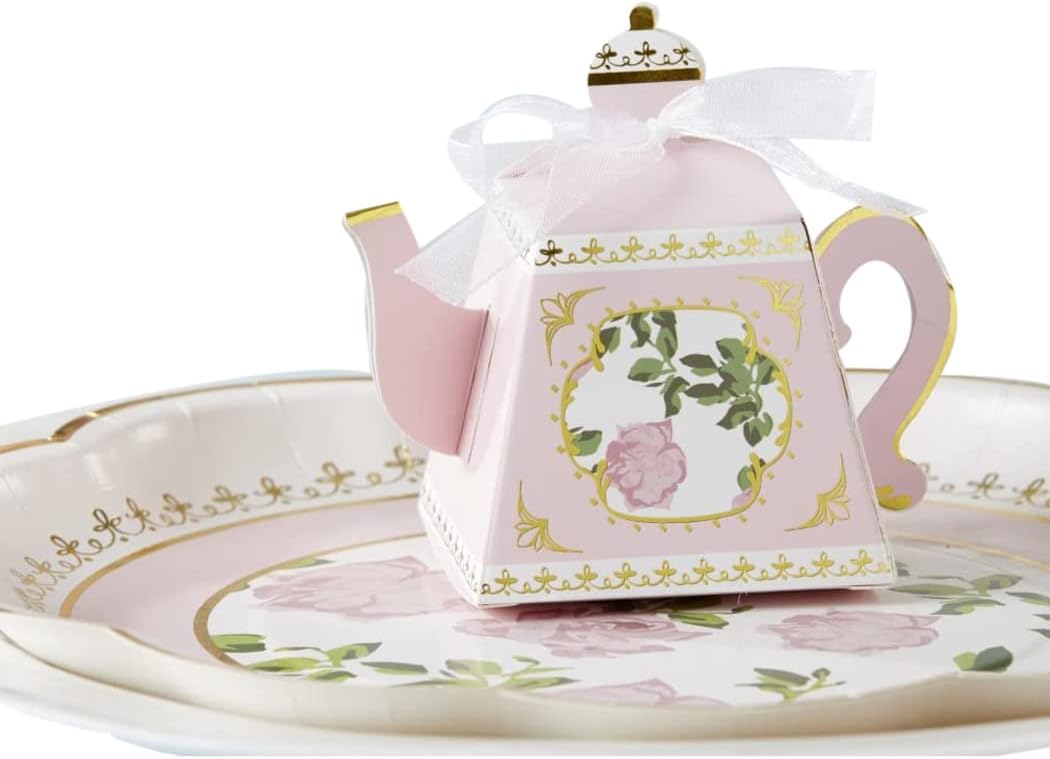Kate Aspen Tea Party Favor Box Set of 24 Pink Gold Foil